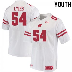 Youth Wisconsin Badgers NCAA #54 Kayden Lyles White Authentic Under Armour Stitched College Football Jersey QF31Z56QF